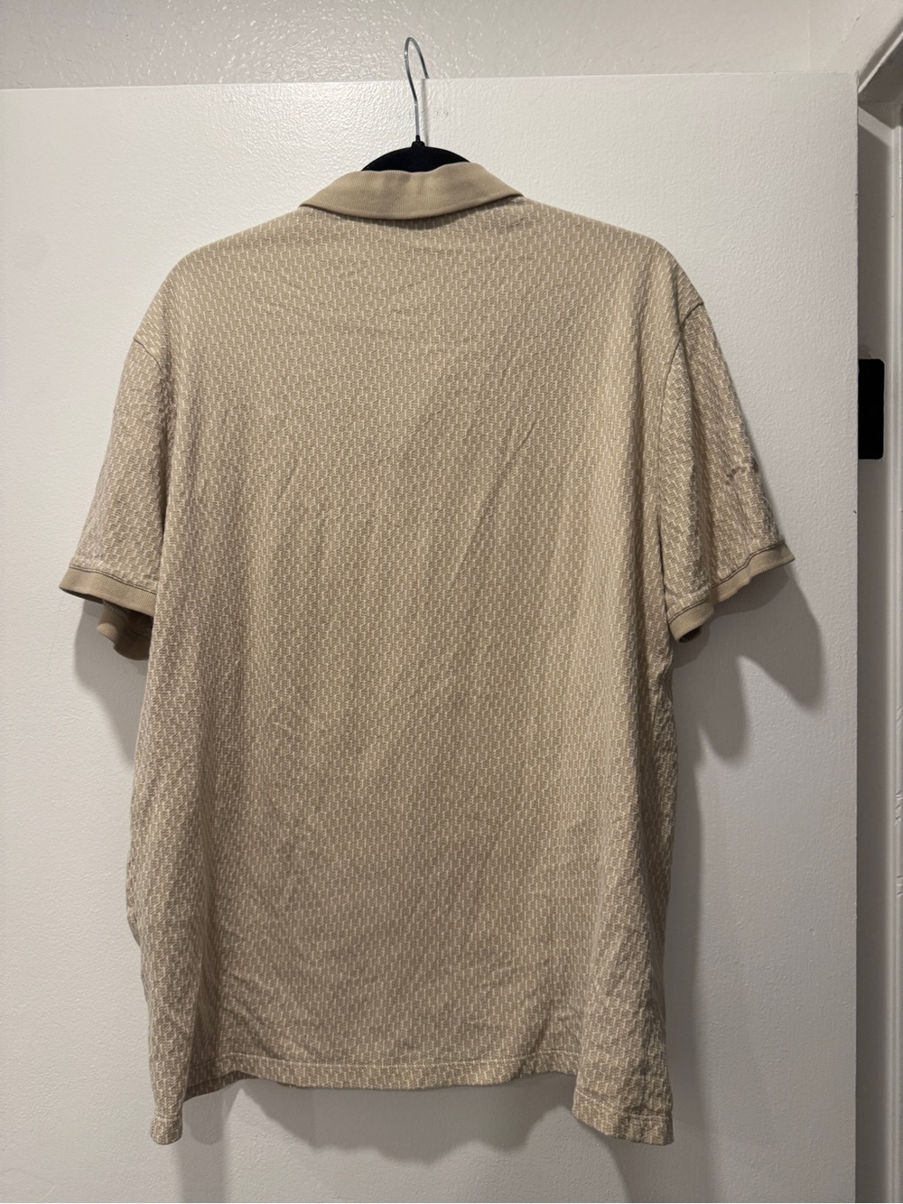 Express Beige Textured Polo Shirt | Size Large | Short Sleeve Knit Polo - Picture 2 of 5